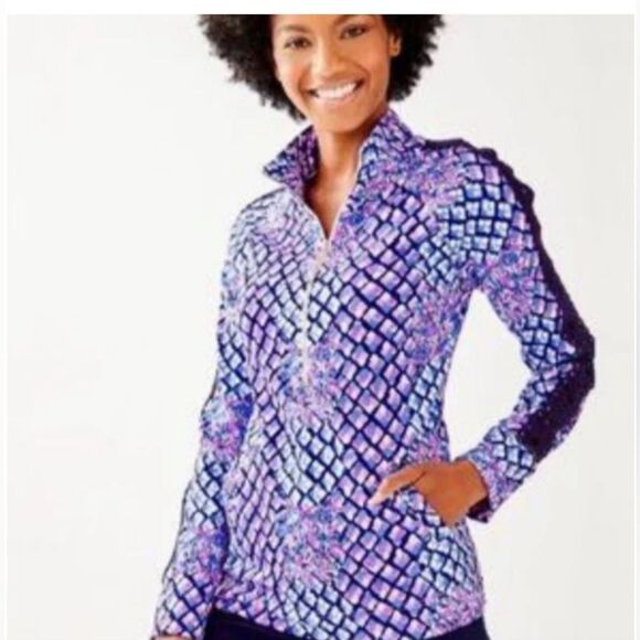 Lilly Pulitzer Skipper Royal Purple Popover 1/2 Zip Sweatshirt Top - Picture 1 of 10